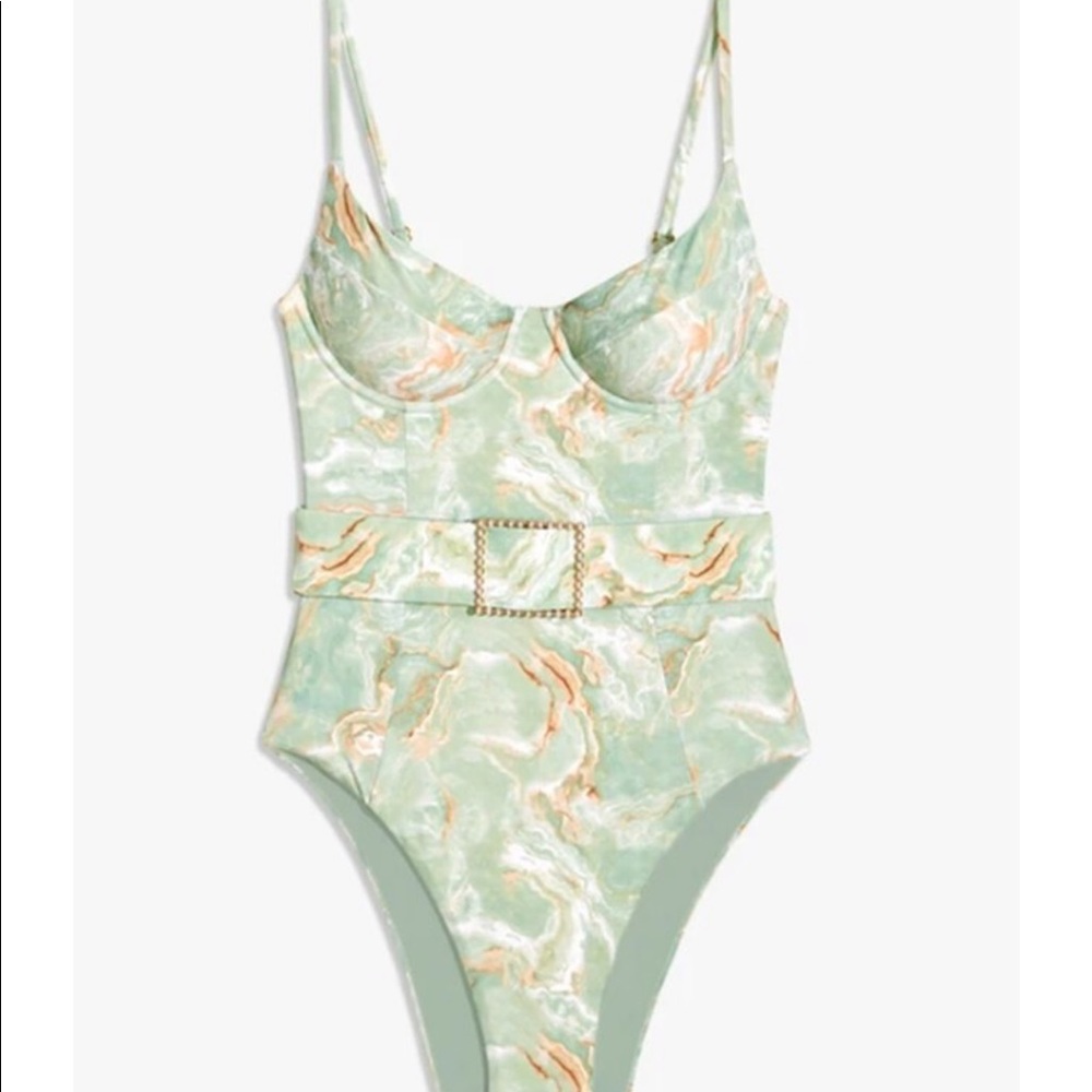 NWT WeWoreWhat Green Marble One Piece